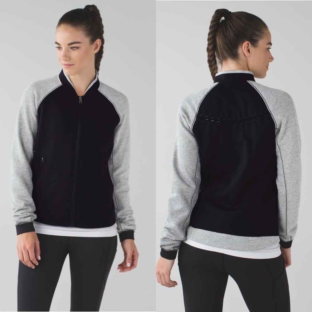 Lululemon Var-City Bomber Black / Heathered Black‎ W4G45S Retail $128 Size 8